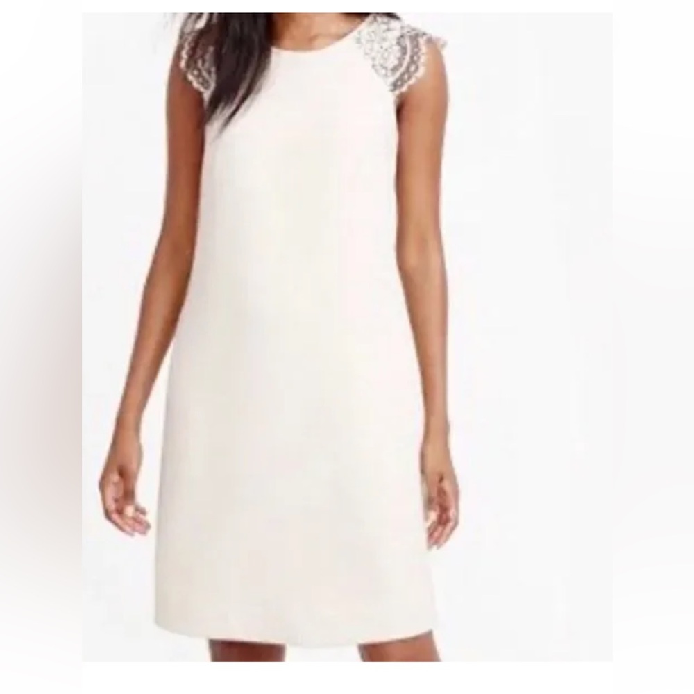 J. Crew Ivory/Cream Lace Cap Sleeve Dress- worn twice